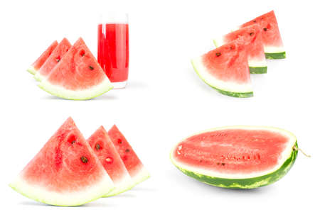 Collection of Ripe watermelon on a isolated white backgroundの写真素材