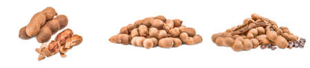Collection of Tamarind isolated on a white background with clipping pathの写真素材