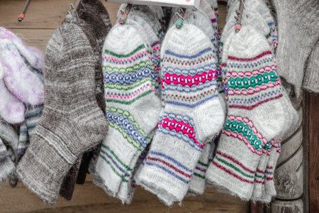 Woolen socks for saleの写真素材