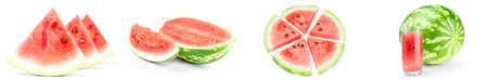 Set of Watermelon isolated on a white backgroundの写真素材