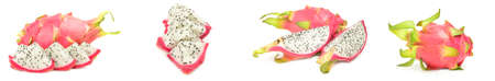 Collage of pitahaya over a white backgroundの写真素材