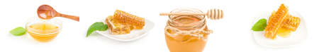 Collage of honey on a backgroundの写真素材