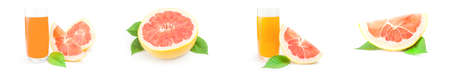 Collection of citrus fruit isolated on a white background cutoutの写真素材