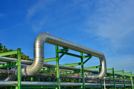 pipeline in industial estate with blue skyの写真素材