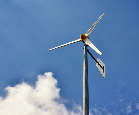 turbine or turbogenerator wtih blue sky background