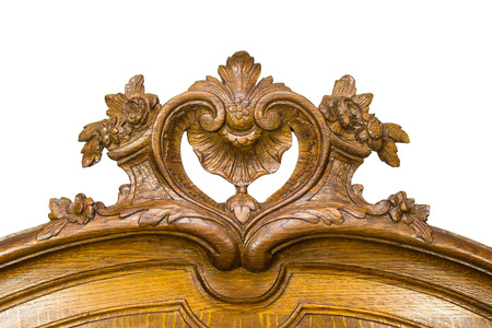 Floral ornate carvings on a white backgroundの写真素材