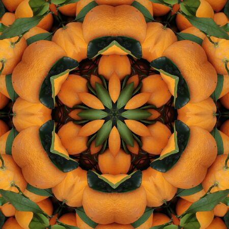 abstract hexagonal patterns and design from many organic orange at farmerâ€™s market