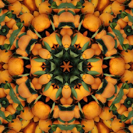 abstract hexagonal patterns and design from many organic orange at farmerâs marketの写真素材