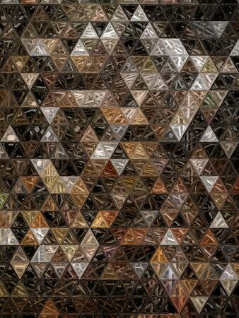 triangular abstract artistic patterns and design from many shiny steel new carpenterâs DIY nailsの写真素材