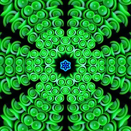 hexagonal abstract patterns and design from many felt tip pen tops mostly bright green and vivid...