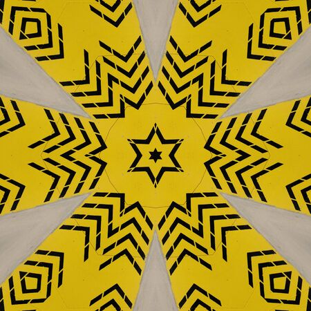 simple bright black on yellow direction arrow patterns and designの写真素材