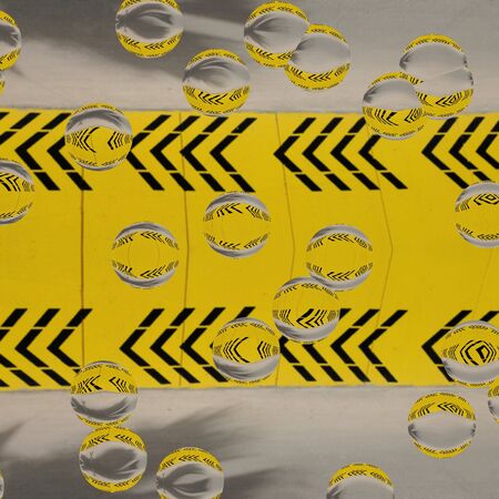 water droplets based on multiple black diagonal on a vibrant yellow chevron