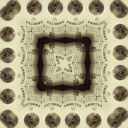 analogue retro electrical ampere meter transformed into unique patterns and intricate designs