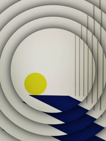 concentric design from blue yellow and white intricate geometric pattern