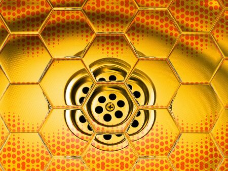 hexagonal mosaic effect with plug outlet from new spotless domestic stainless steel sink over...