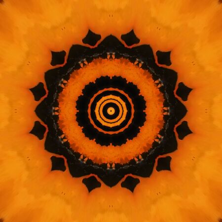 yellow gold dripping paint on a grey black background transformed into patterns and designsの写真素材