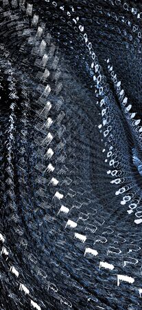 3D exploded view of many stainless steel braided flex-hose pieces as abstract patterns and designs...