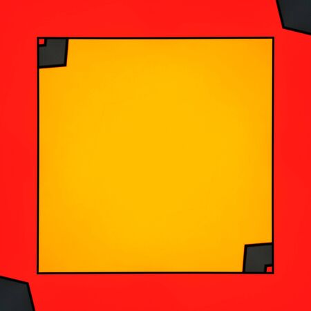 minimalist geometric pattern and design from vivid yellow and bright red blocks on grey background