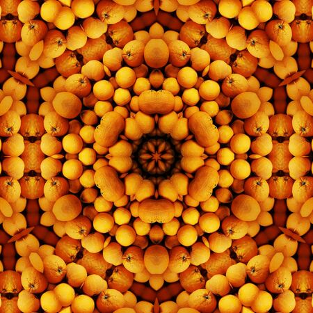 photographic image of many oranges from local market transformed into patterns shapes and designsの写真素材