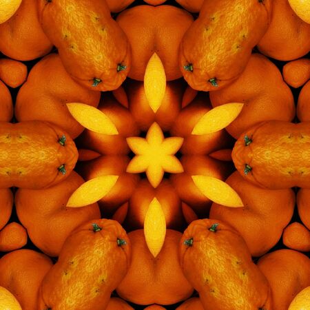 photographic image of many oranges from local market transformed into patterns shapes and designsの写真素材