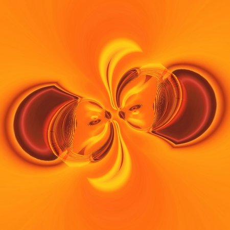 3D illustration of vivid yellow coloured patterns and designs on gold and orange background