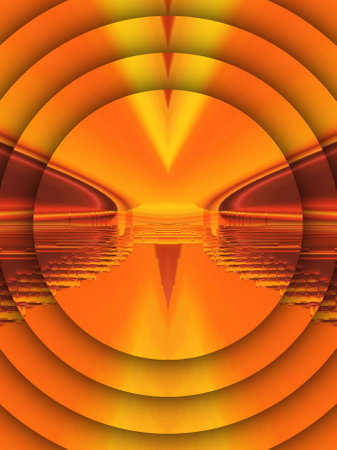 3D illustration of vivid yellow coloured pattern designs on gold and orange backgroundの写真素材