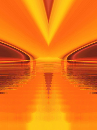 3D illustration of vivid yellow coloured pattern designs on gold and orange backgroundの写真素材