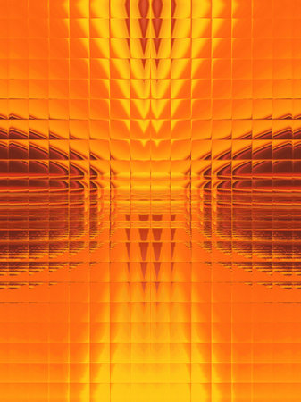 3D illustration of vivid yellow coloured pattern designs on gold and orange backgroundの写真素材