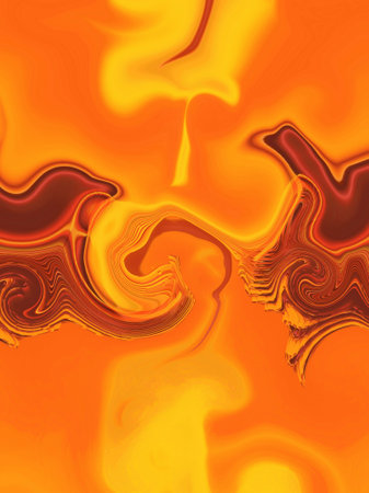 3D illustration of vivid yellow coloured pattern designs on gold and orange backgroundの写真素材