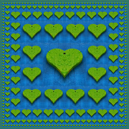 neon blue and green colours based on palm tree and ocean waters as patterns and square format designsの写真素材