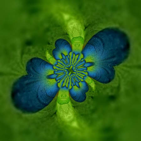 neon blue and green colours based on palm tree and ocean waters as patterns and cyclone designsの写真素材