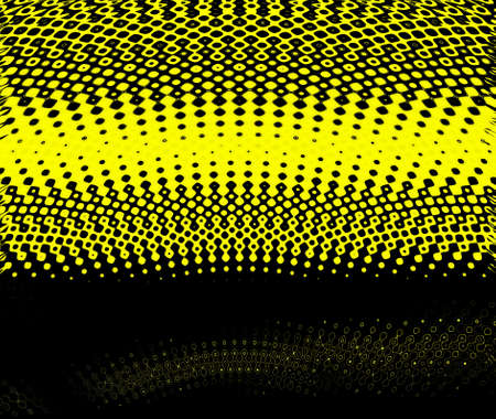 vivid yellow and black contrasting surface with single circular spot into diverse patterns and designsの写真素材