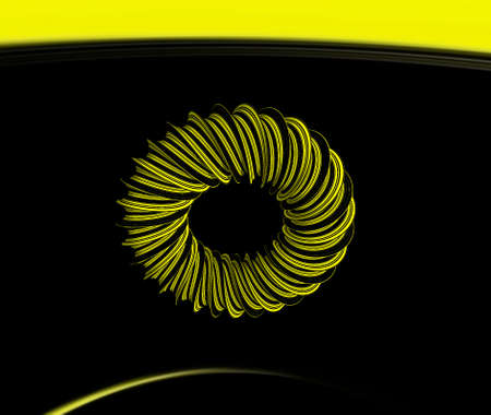 vivid yellow and black contrasting surface with single circular spot into diverse patterns and...