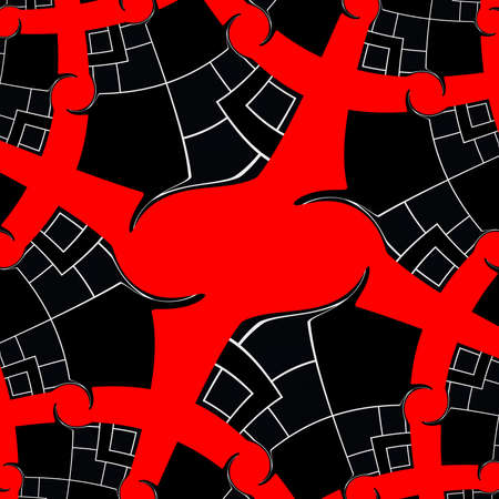 intricate abstract 3D illustration designs based upon a red and black