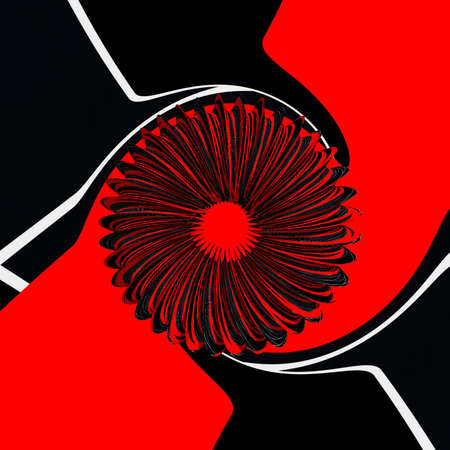 intricate abstract 3D illustration designs based upon a red and black