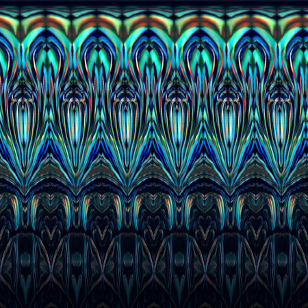 Seamless abstract pattern, symmetrical, intricate and colorful in black and blueの写真素材