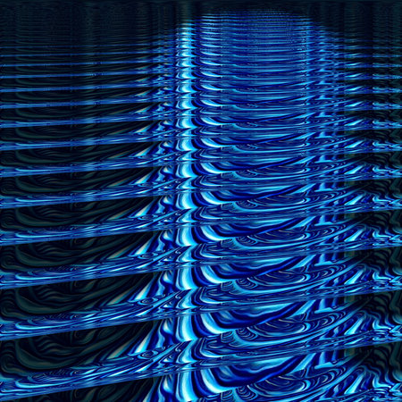 abstract blue background with some smooth lines in it and some reflectionsの写真素材