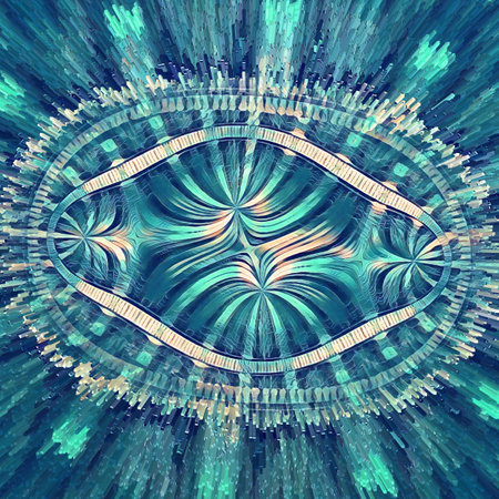 Abstract fractal computer generated composition with various geometrical shapes.