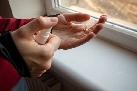Means of protection against virus infection. Hand disinfection.の写真素材