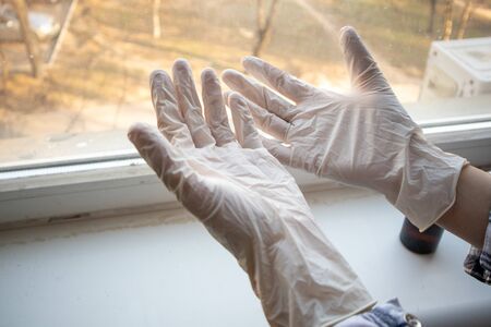 Means of protection against virus infection. Hand disinfection.の写真素材