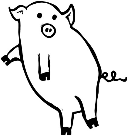 Outline illustration of a flying pig full of more lies and even more deceit.のイラスト素材
