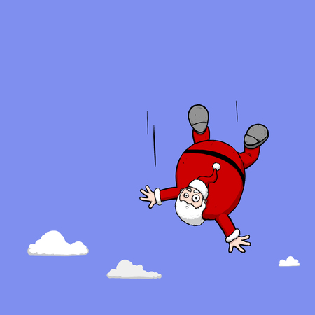 Illustration of Santa falling through the clouds. Oh dear.のイラスト素材