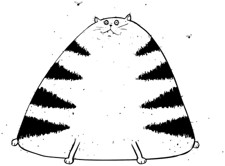 Outline Illustration of Eggy the fat cat looking... well... quite fat and puzzled.のイラスト素材