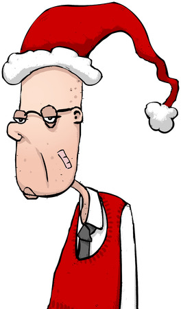 Illustration of a very bored looking man at Christmasのイラスト素材