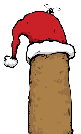 Illustration of a poo wearing a christmas hat.のイラスト素材