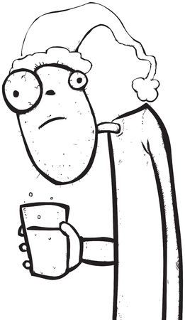 Outline illustration of a festive guy holding a pind of lovely beer.のイラスト素材