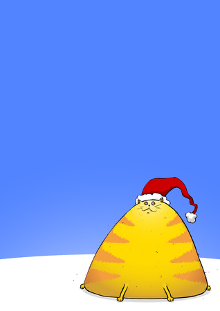 Illustration of a cat looking forward to christmas.のイラスト素材