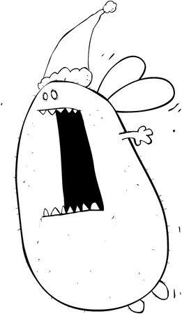 Outline illustration of a Christmas tree fairy fleeing for his... or her life.のイラスト素材
