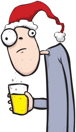Illustration of a festive guy holding a pind of lovely beer.のイラスト素材