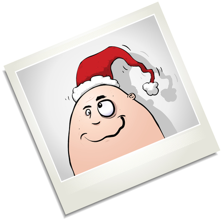 Illustration of a crazy with a Christmas hat.のイラスト素材